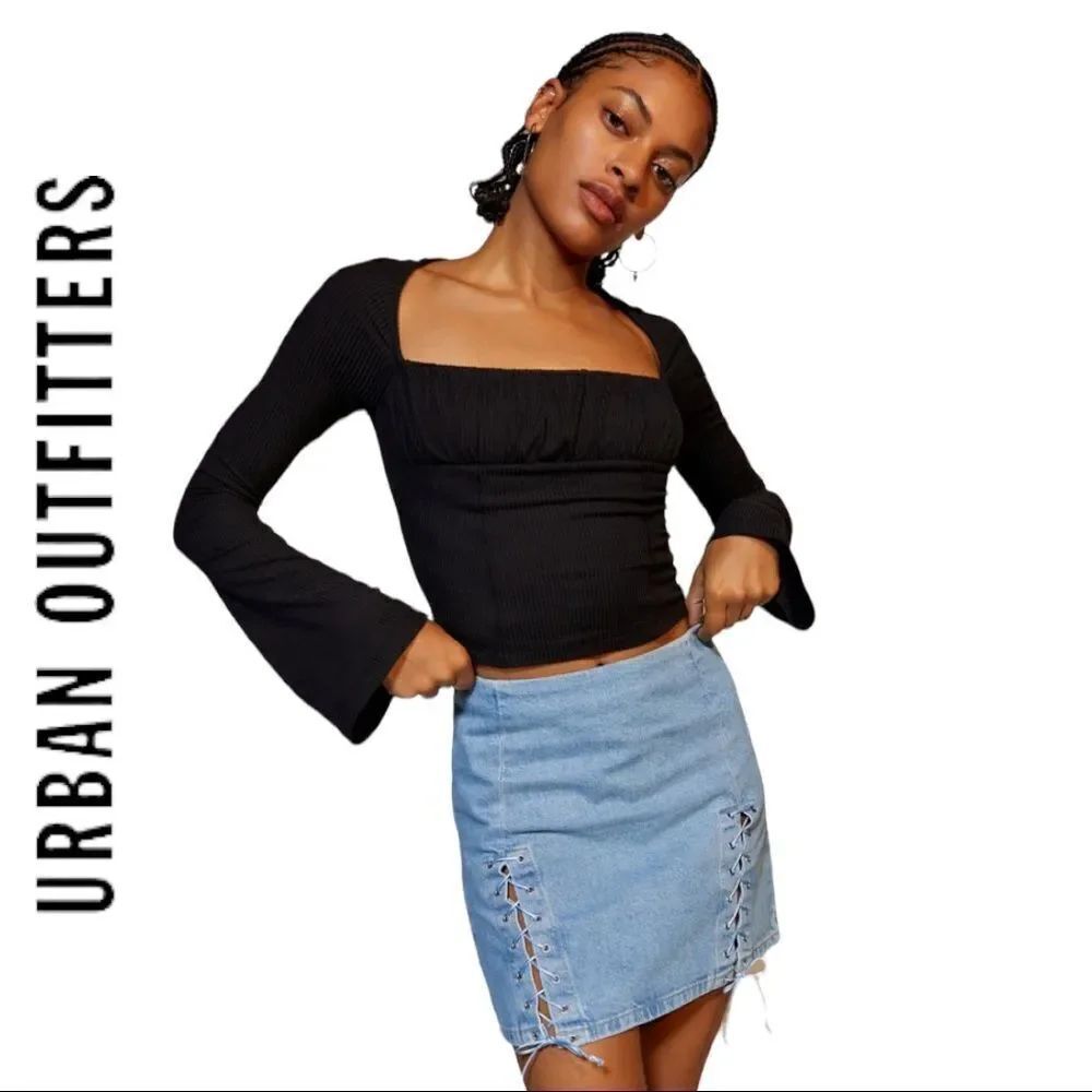 NEW Urban Outfitters UO Rebecca Lace- Up Denim Skirt S M L